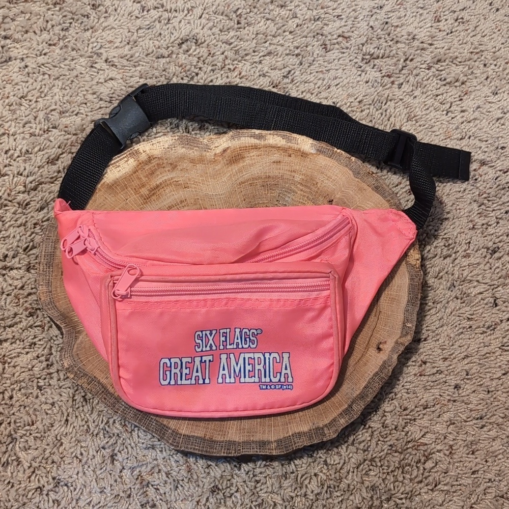 Vintage Six Flags Y2K Neon Pink FANNY SHOULDER BAG Fanny Pack One Size Fits All
